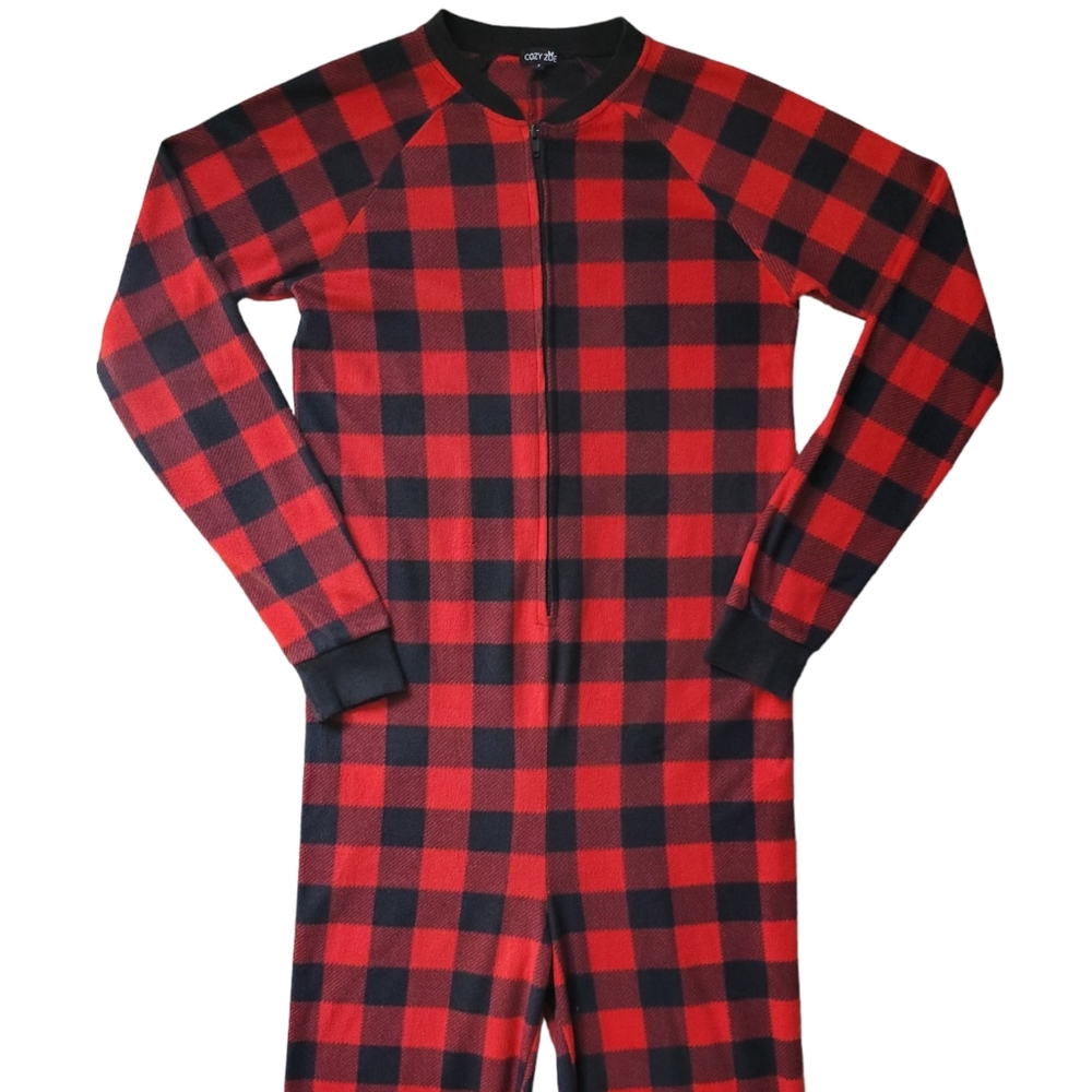 Holiday Christmas Plaid Onesie One Piece Red Black Maroon Winter Fall Autumn